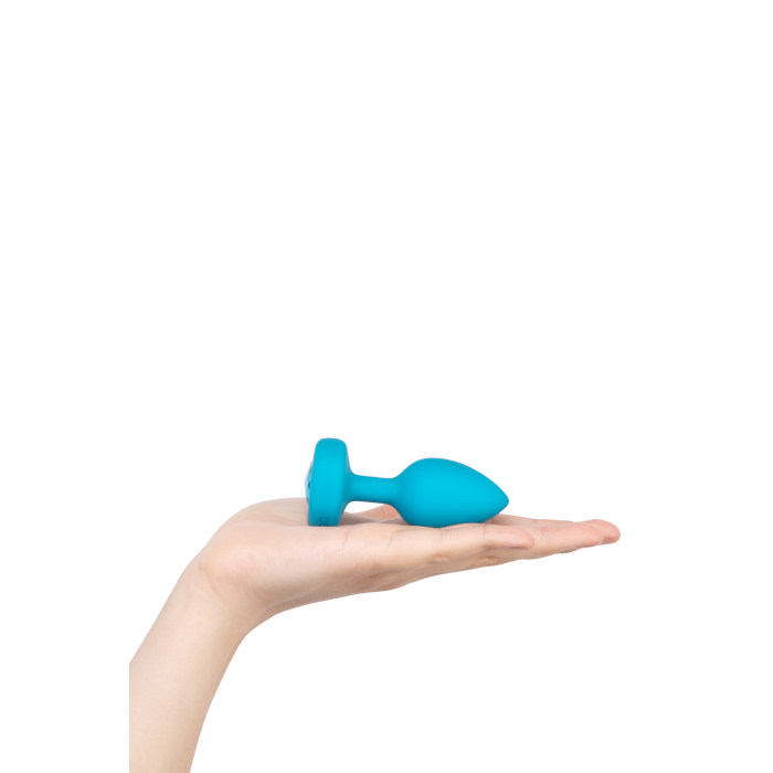 Анальна пробка з вібрацією та каменем B-Vibe - Vibrating Jewel Plug S/M, синя