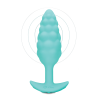 Анальна пробка з вібрацією B-Vibe Texture Bump, рельєфна, блакитна