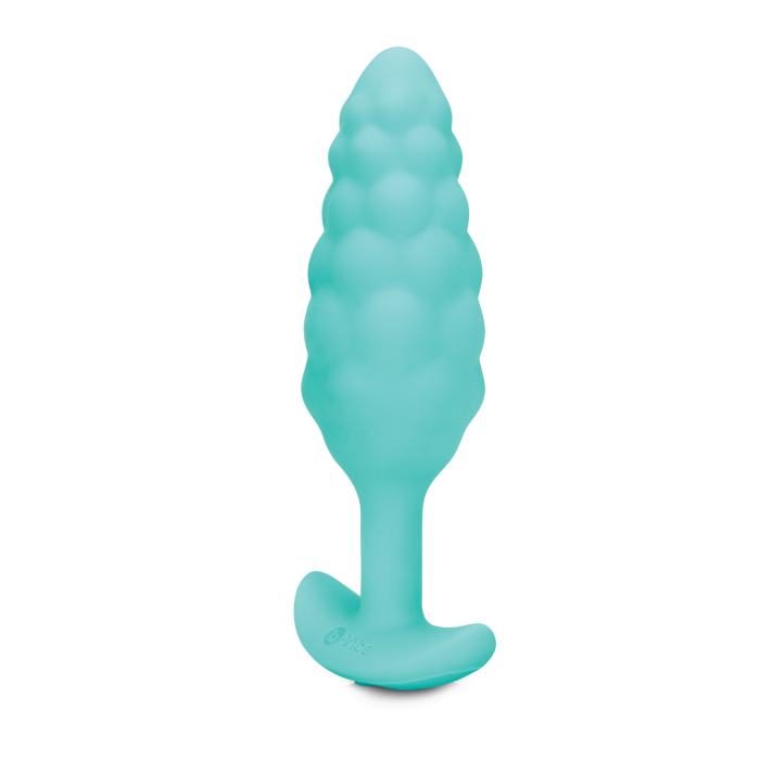 Анальна пробка з вібрацією B-Vibe Texture Bump, рельєфна, блакитна
