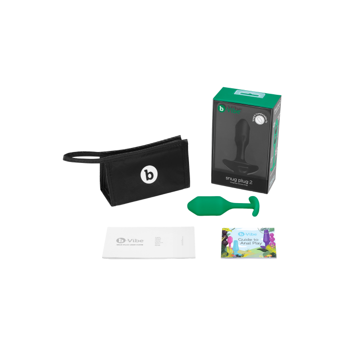 Анальна пробка із зміщеним центром ваги B-Vibe Snug Plug 2, силіконова, зелена