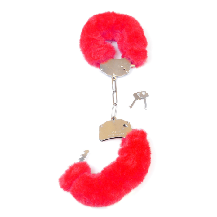 Наручники з пухнастим хутром Boss Series Furry Cuffs червоні