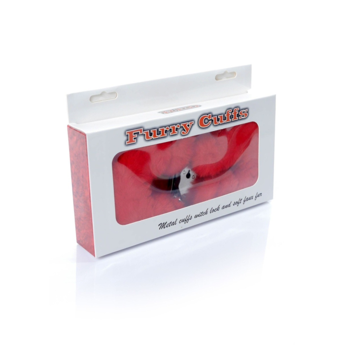 Наручники з пухнастим хутром Boss Series Furry Cuffs червоні