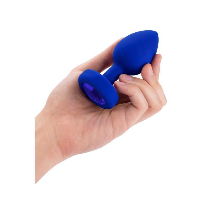 Анальна пробка з каменем та з вібрацією L/XL B-Vibe з дистанційним пультом керування, синя