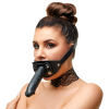 Кляп ZADO FETISH з регульованим чорним шкіряним ремінцем на голову та знімним зовнішнім фалоімітатором