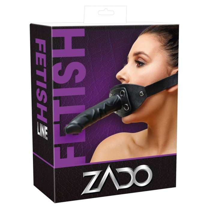 Кляп ZADO FETISH з регульованим чорним шкіряним ремінцем на голову та знімним зовнішнім фалоімітатором