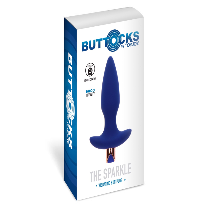 Анальна пробка з вібрацією Toy Joy Sparkle Buttplug з дистанційним керуванням, синій
