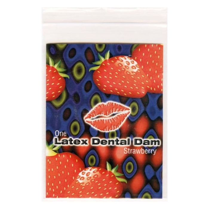 Серветка для орального сексу Strawberry Latex Dental Dams зі смаком полуниці, 1 шт.
