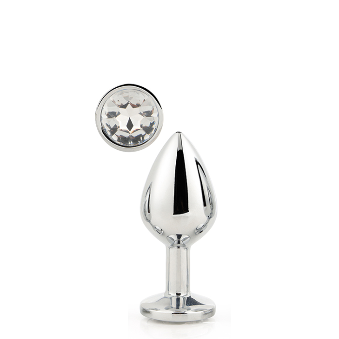 Dt21786 анальна пробка з каменем GLEAMING LOVE SILVER PLUG MEDIUM