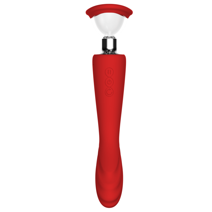 Подвійний вібратор з 2 вакуумними насадками Dream Toys RED REVOLUTION GEORGIA