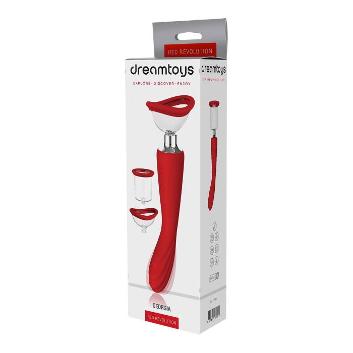 Подвійний вібратор з 2 вакуумними насадками Dream Toys RED REVOLUTION GEORGIA