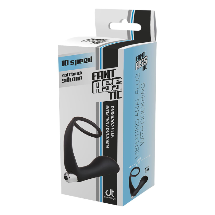 Анальна пробка з еррекційним кільцем FANTASSTIC VIBRATING ANAL PLUG WITH COCKRING BLACK
