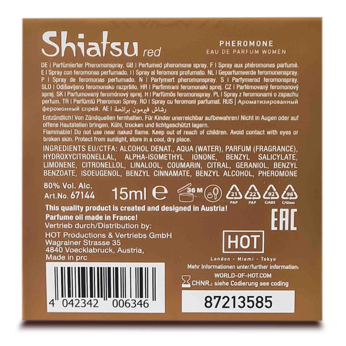 Духи з феромонами жіночі SHIATSU Pheromone Fragrance women red, 15 мл