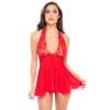ПЕНЮАР 2PC LACE & MESH HALTER BABYDOLL & G-STRING SET RED, S