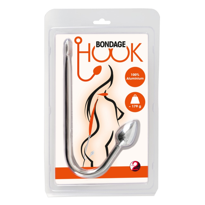 Анальний гачок металевий You2Toys Bondage Hook з кільцем для бондажу, сріблястий