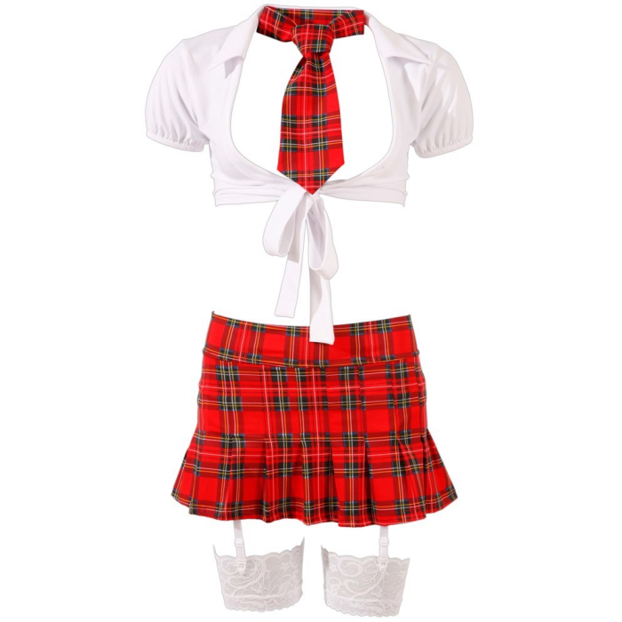 Костюм школьницы в клетку Cottelli Collection Schoolgirl Set с глубоким декольте, M
