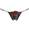 Стринги сексуальні Cottelli Collection String Rose з вишивкою та імітацією шнурівки, чорні, M/L