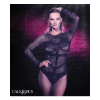 Боді в дрібну сітку зі стразами California Exotic Long Sleeve Bodysuit чорний, One Size
