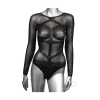 Боді в дрібну сітку зі стразами California Exotic Long Sleeve Bodysuit чорний, One Size