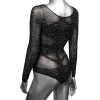 Боді в дрібну сітку зі стразами California Exotic Long Sleeve Bodysuit чорний, One Size