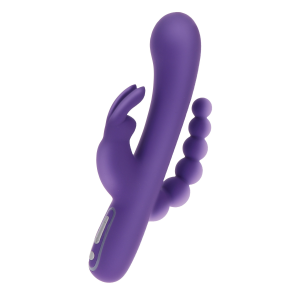 Вібратор-кролик з анальною ялинкою Toy Joy, силіконовий, фіолетовий, 21.5 х 4 см