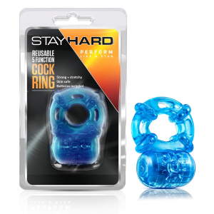 Кільце ерекційне з вібрацією Blush Stay Hard синє, 3.8 см