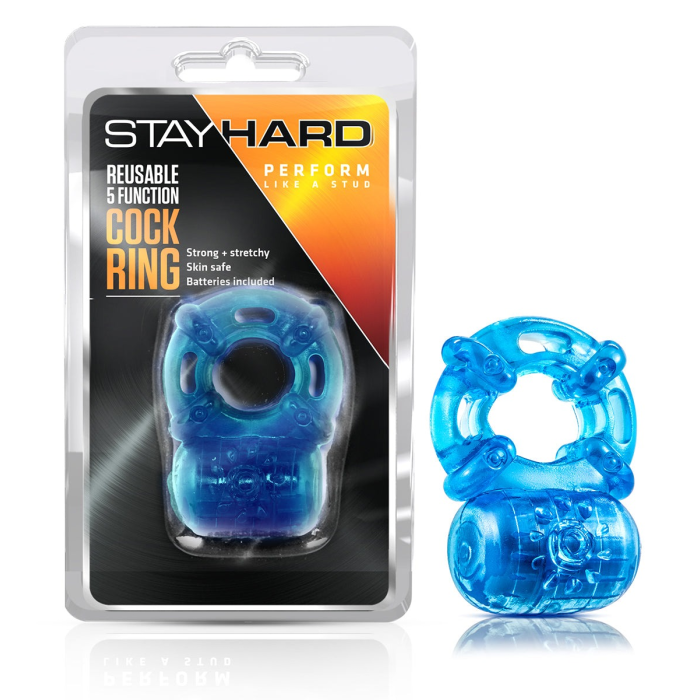 Кільце ерекційне з вібрацією Blush Stay Hard синє, 3.8 см