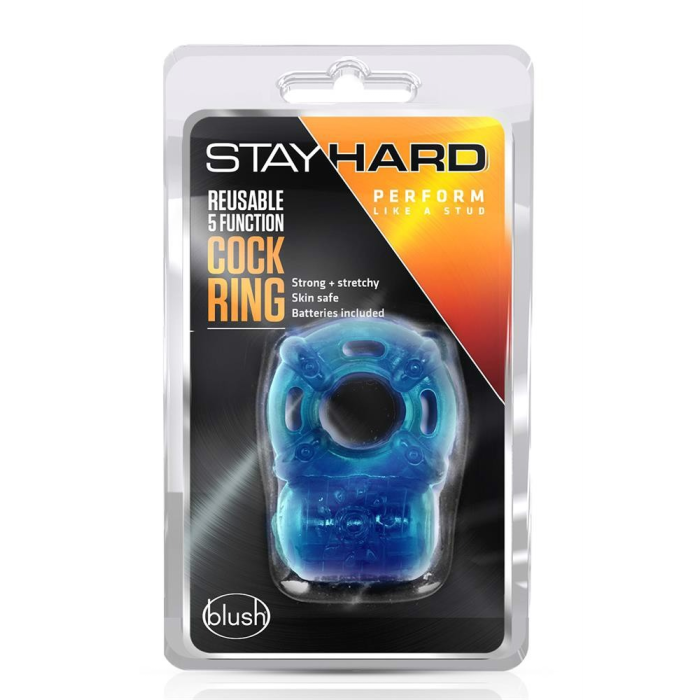 Кільце ерекційне з вібрацією Blush Stay Hard синє, 3.8 см
