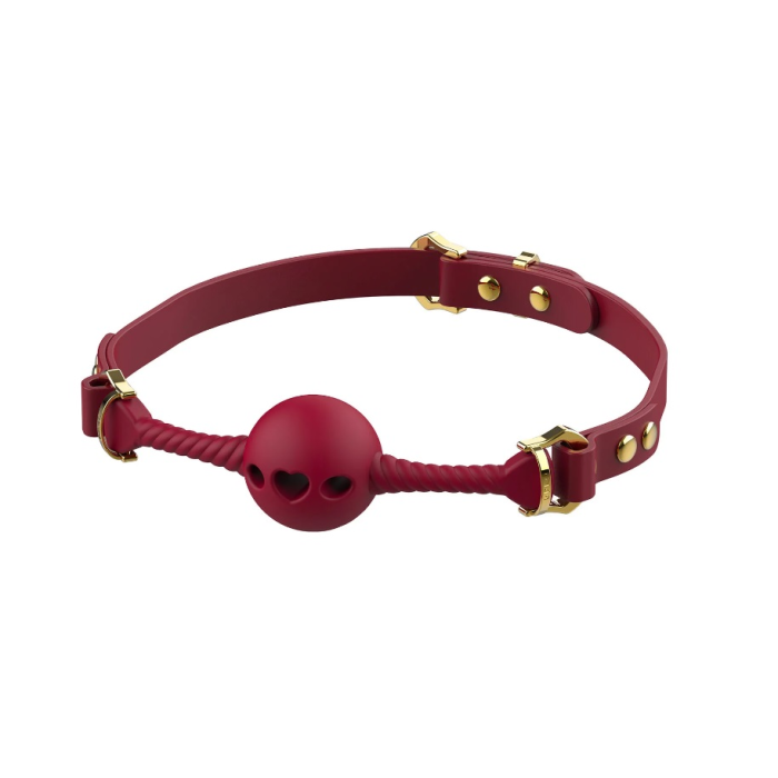 Кляп кулька з отворами у вигляді серця UPKO Desire for Mouth Bondage Collection, червоний