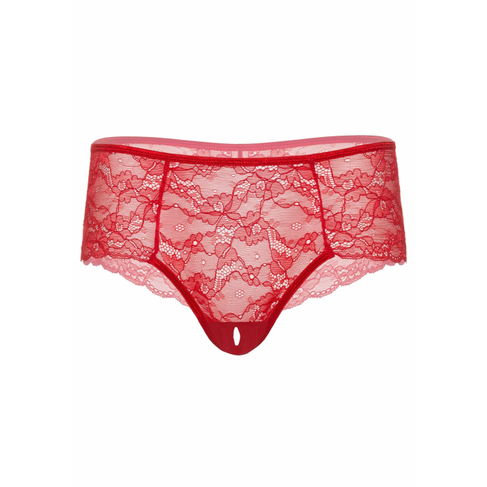 Мереживні трусики з відкритим доступом Daring Intimates Ella, червоний, S/M