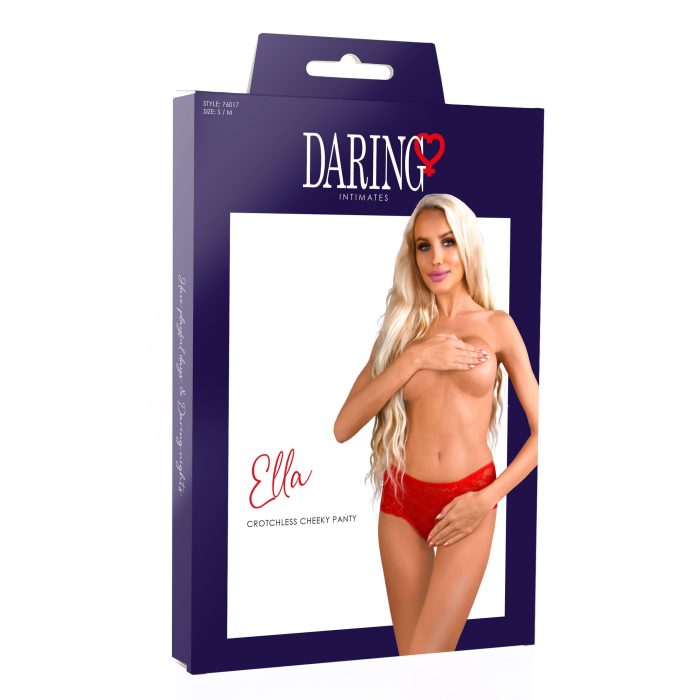 Мереживні трусики з відкритим доступом Daring Intimates Ella, червоний, S/M