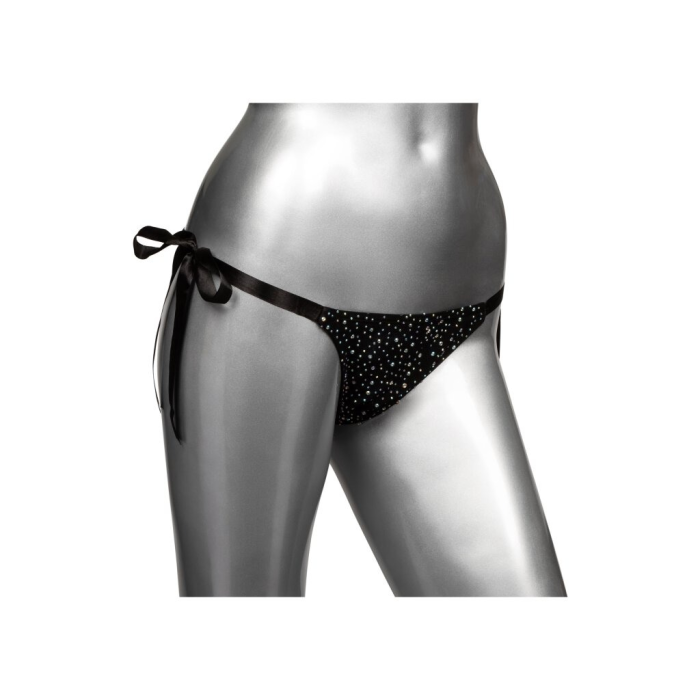 Трусики зі стразами на зав'язках CalExotics Radiance Side-Tie Panties, чорні, One size