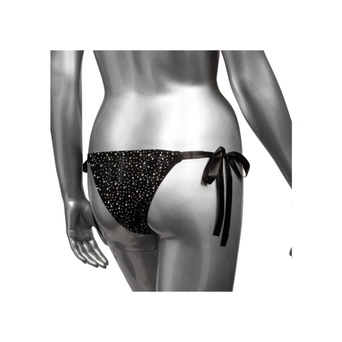 Трусики зі стразами на зав'язках CalExotics Radiance Side-Tie Panties, чорні, One size