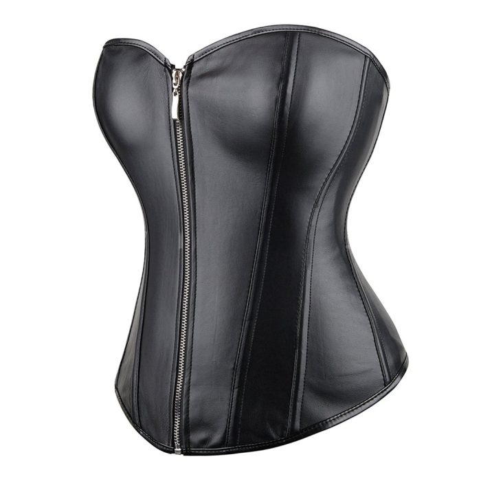 Корсет із застібкою блискавкою Star Night Sexy Leather та шнурівкою, чорний, L (без коробки)