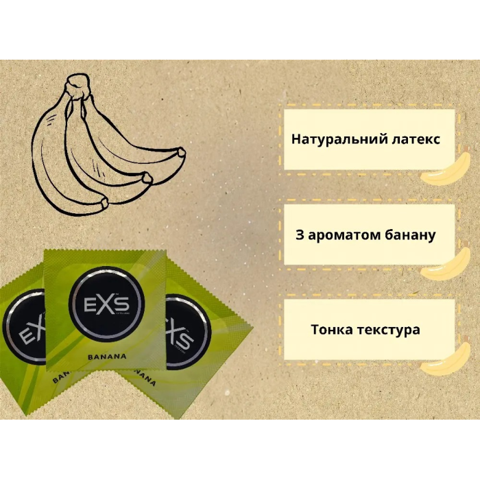 Набір презервативів для орального сексу Exs Banana з ароматом банана (ціна за 10 шт.)