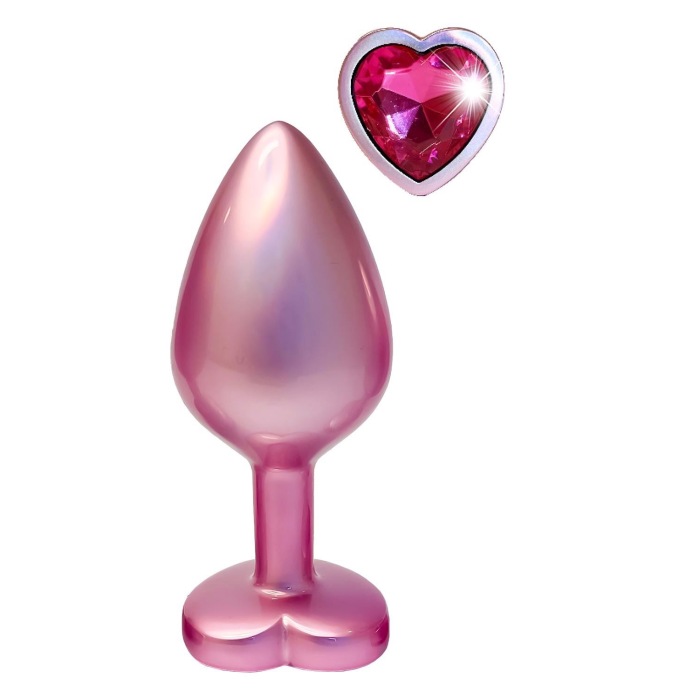 Анальна пробка рожева Dream Toys Gleaming Love з декоративним каменем, М