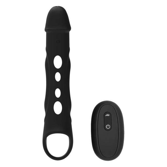 Насадка на пеніс із вібрацією Dream Toys Ramrod та пультом управління, чорна