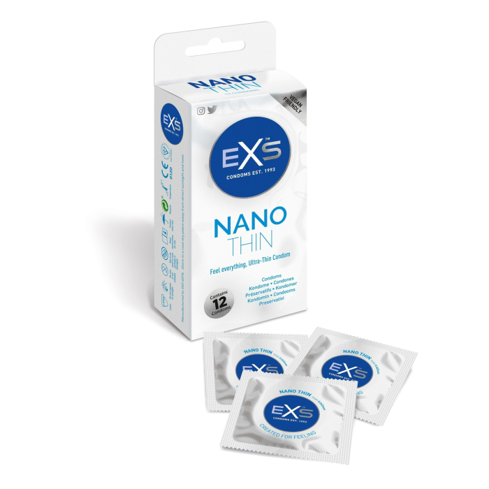 Презервативи ультратонкі з латексу EXS Nano Thin веганські (ціна за упаковку, 12 шт.)