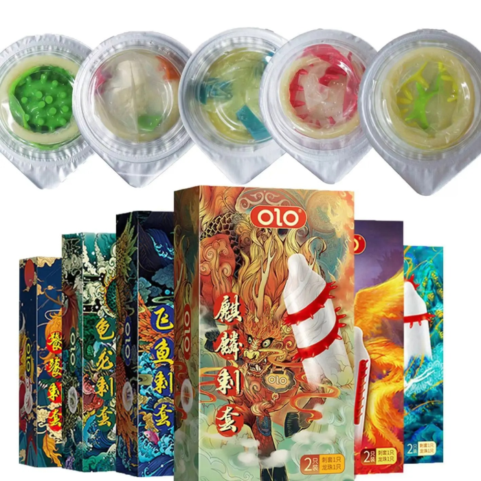 Презерватив OLO з вусиками + кулька "Taotie Spiny condom" (у комплекті 1 презератив + 1 кулька)