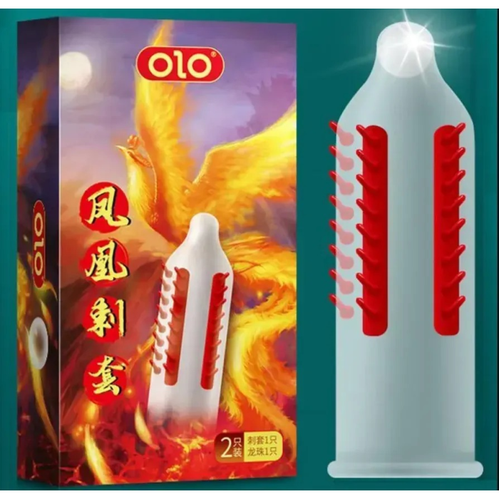 Презерватив OLO з вусиками + кулька "Phoenix Spiny condom" (у комплекті 1 презератив + 1 кулька)