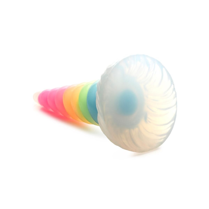 Фентезійний фалоімітатор Creature Cocks Luminescent Rainbow Silicone Dildo, світиться в темряві, 19,6 см