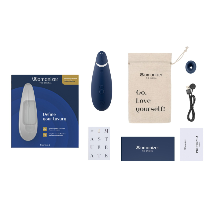 Вакуумний кліторальний стимулятор Womanizer Premium 2 - Blueberry, функції Autopilot та Smart Silence