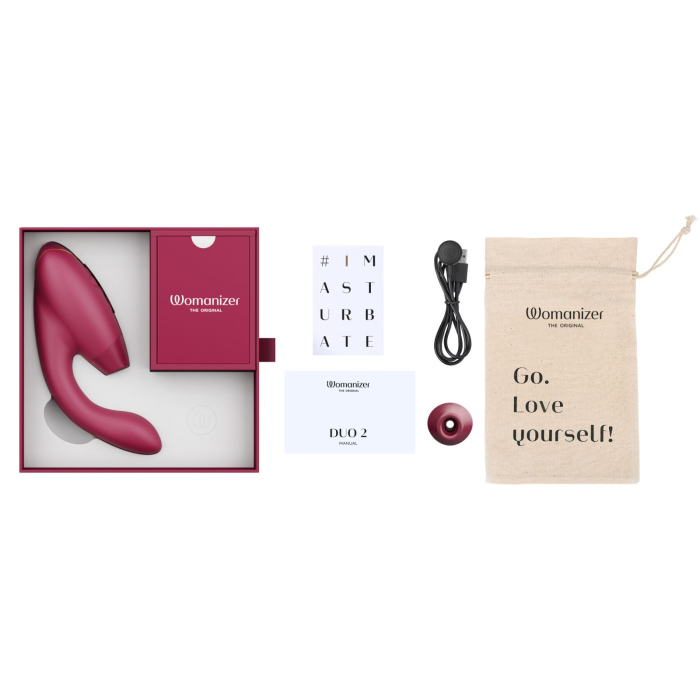 Подвійний вакуумний кліторальний стимулятор Womanizer Duo 2 - Bordeaux, незалежні мотори