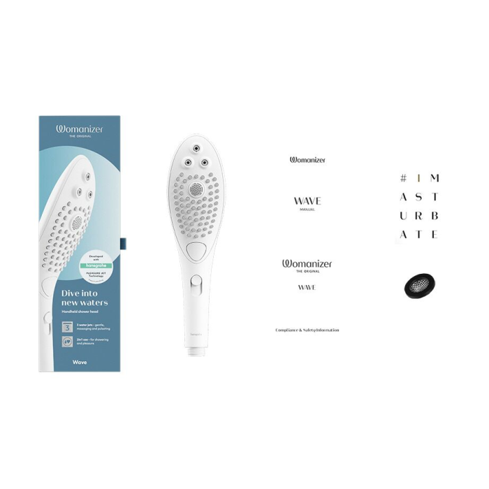 Насадка-стимулятор для душу 2в1 Womanizer Wave White, масажер для інтимних зон