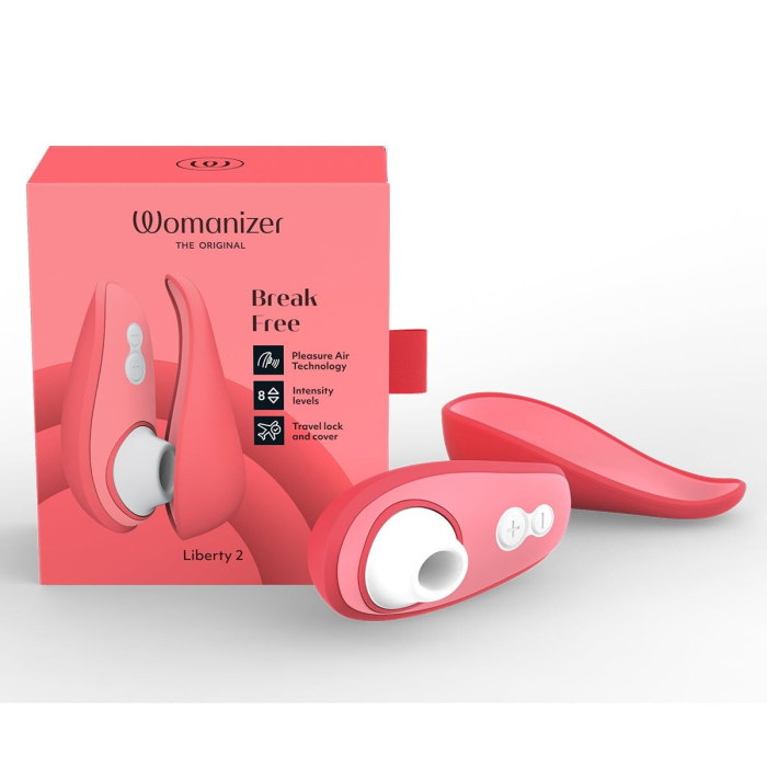 Вакуумний кліторальний стимулятор Womanizer Liberty 2 Vibrant Rose, 8 режимів, магнітна кришечка