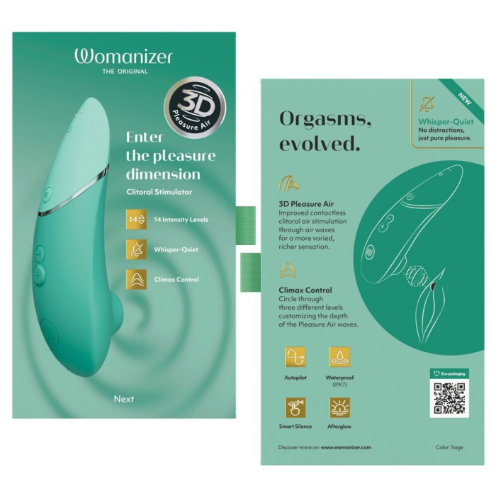 Вакуумний кліторальний стимулятор Womanizer Next Sage, 3D Pleasure Air, 14 рівнів інтенсивності