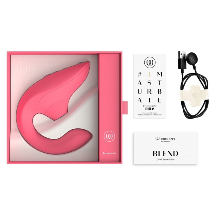Вагінально-кліторальний стимулятор Womanizer Blend Vibrant Rose, вібрація + вакуум, 2 мотори