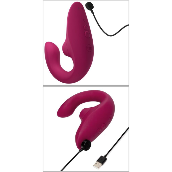 Вагінально-кліторальний стимулятор Womanizer Blend Vibrant Pink, вібрація + вакуум, 2 мотори
