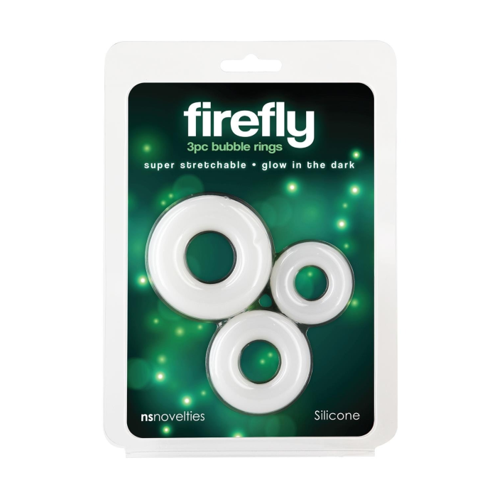 Набір з 3-х ерекційних білих кілець NS Novelties Firefly, що світяться в темряві