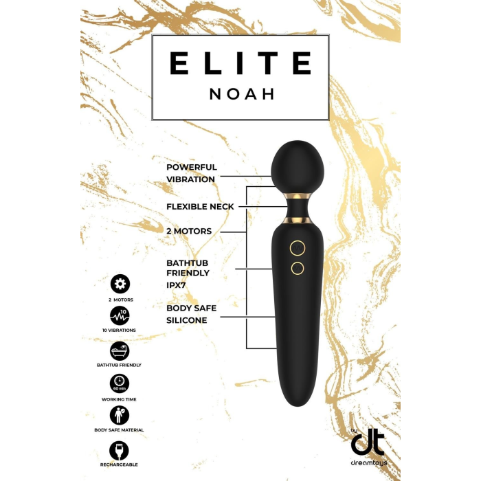 Вибратор микрофон универсальный двухсторонний Dream Toys Elite Noah с 2-мя моторами, черный