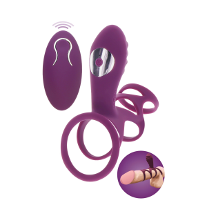 Ерекційне вібро кільце ToyJoy Halo Halo C-Ring Sleeve з кліторальним відростком, фіолетове